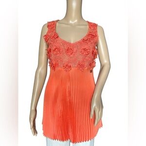 Class Roberto Cavalli Top Womens Floral Lace Pleated Sleeveless Size 8 Y2K